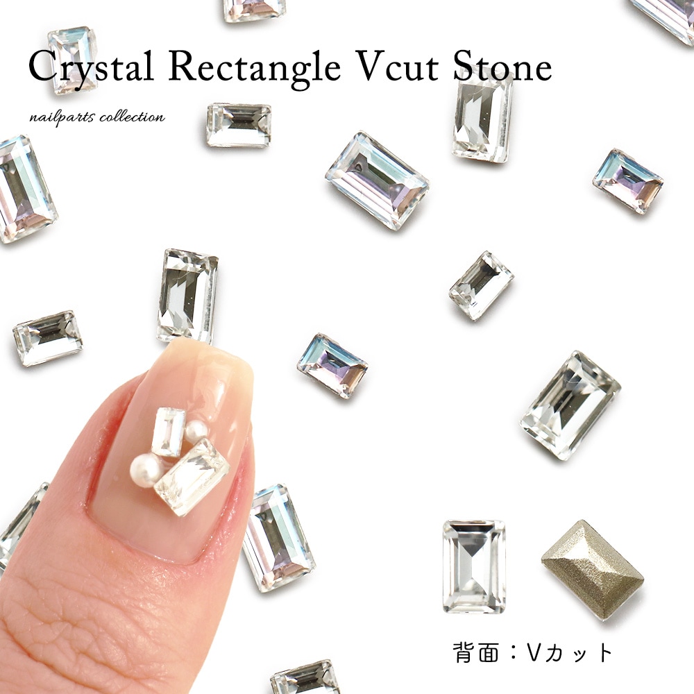 クリスタルレクタングル Vカットストーン