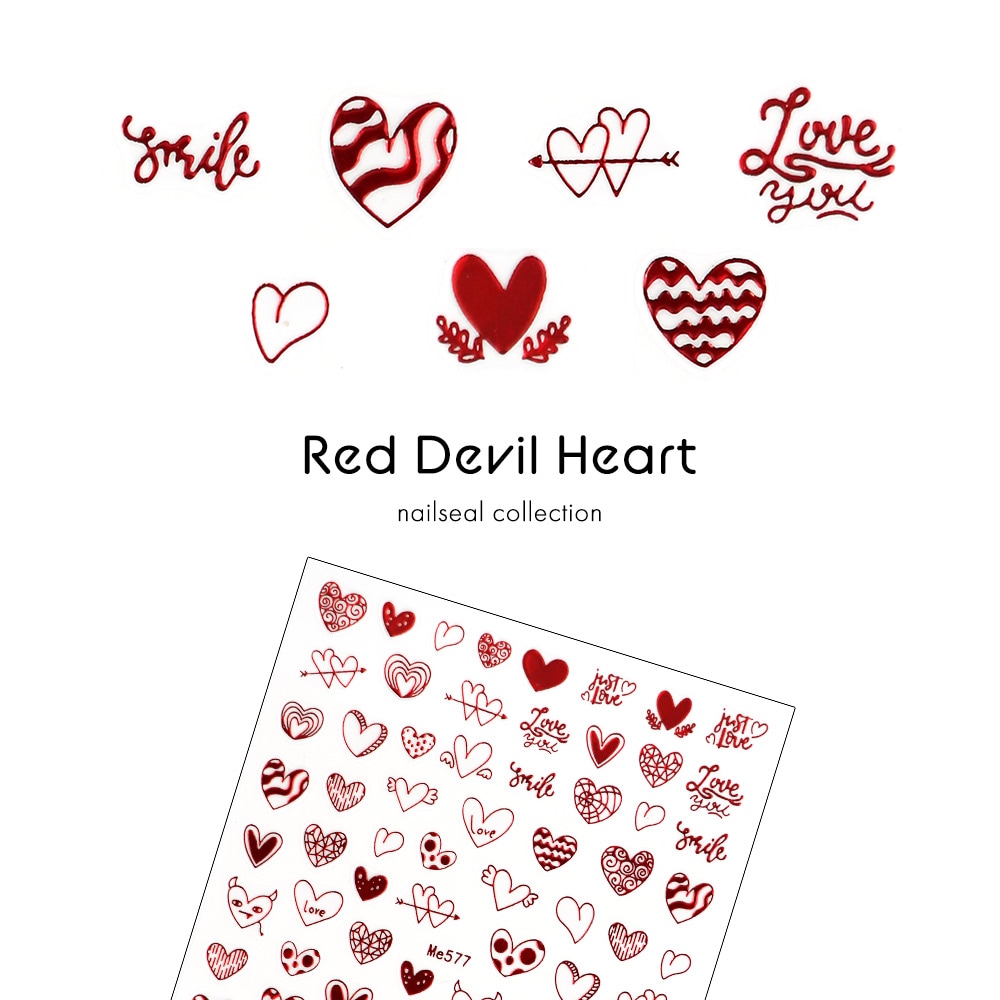 手描き風レッドデビルハートシール