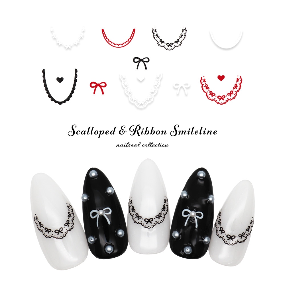 スカラップ&リボンスマイルラインシール