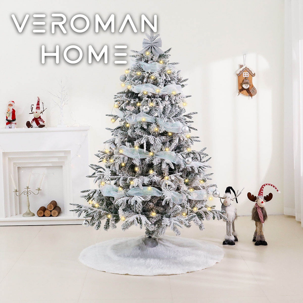 クリスマスツリー 約180cm 組み立て式 180cm] VeroMan スノーフロック