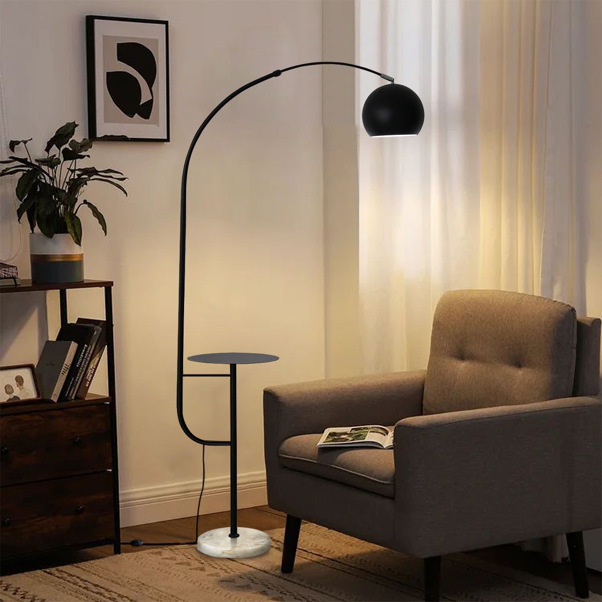 「室内芸術」高級感満載 大理石 デザインランプ　間接照明　テーブルライト　モダンランプ　ブラック