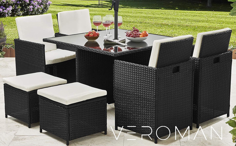 正方形ホワイト] VeroMan テーブルセット 椅子4脚 ガーデンテーブル