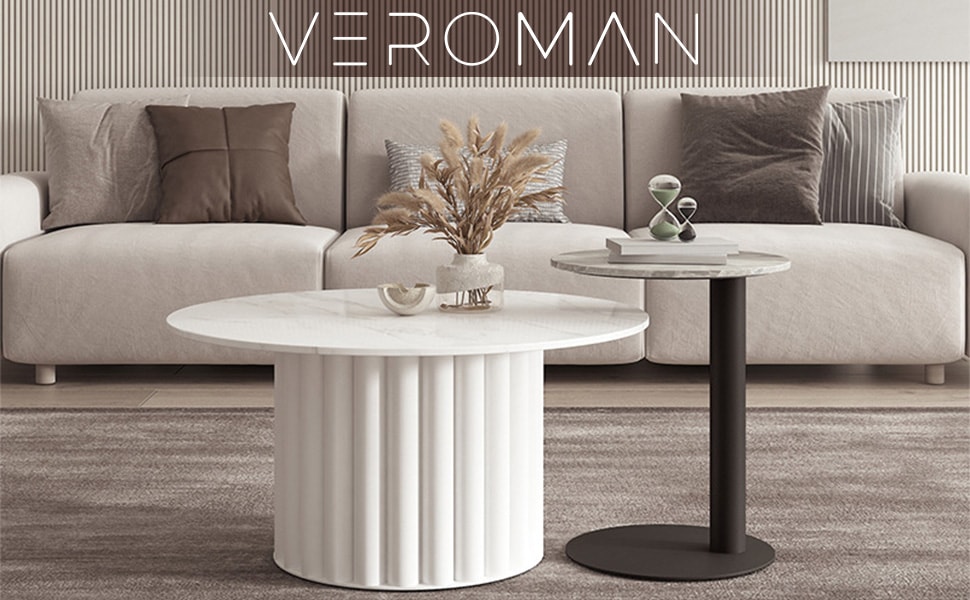 大] VeroMan サイドテーブル ソファサイド テーブル 円卓 ローテーブル