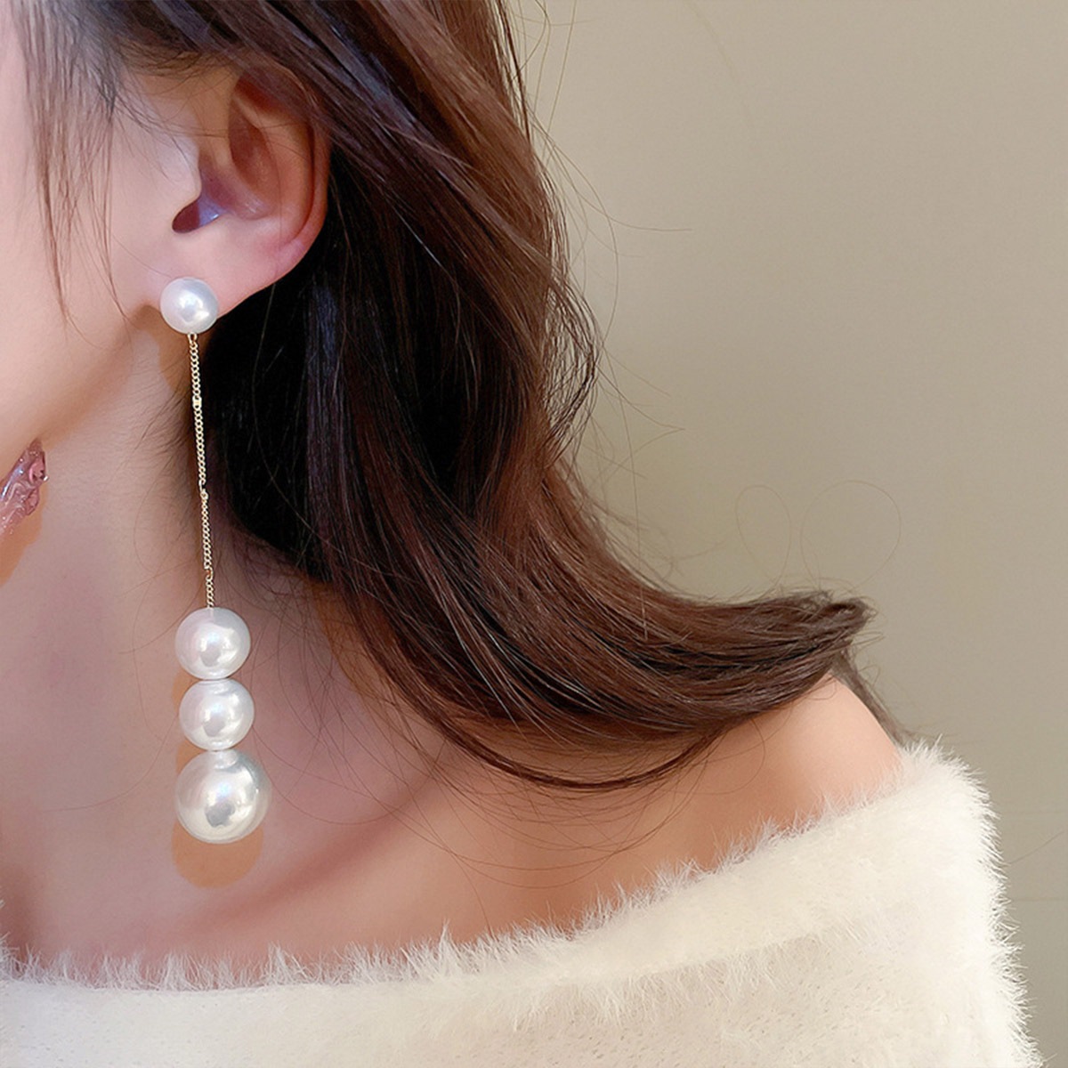 VeroMan BIJOU＋ 揺れるパール タッセルピアス ロング イヤリング