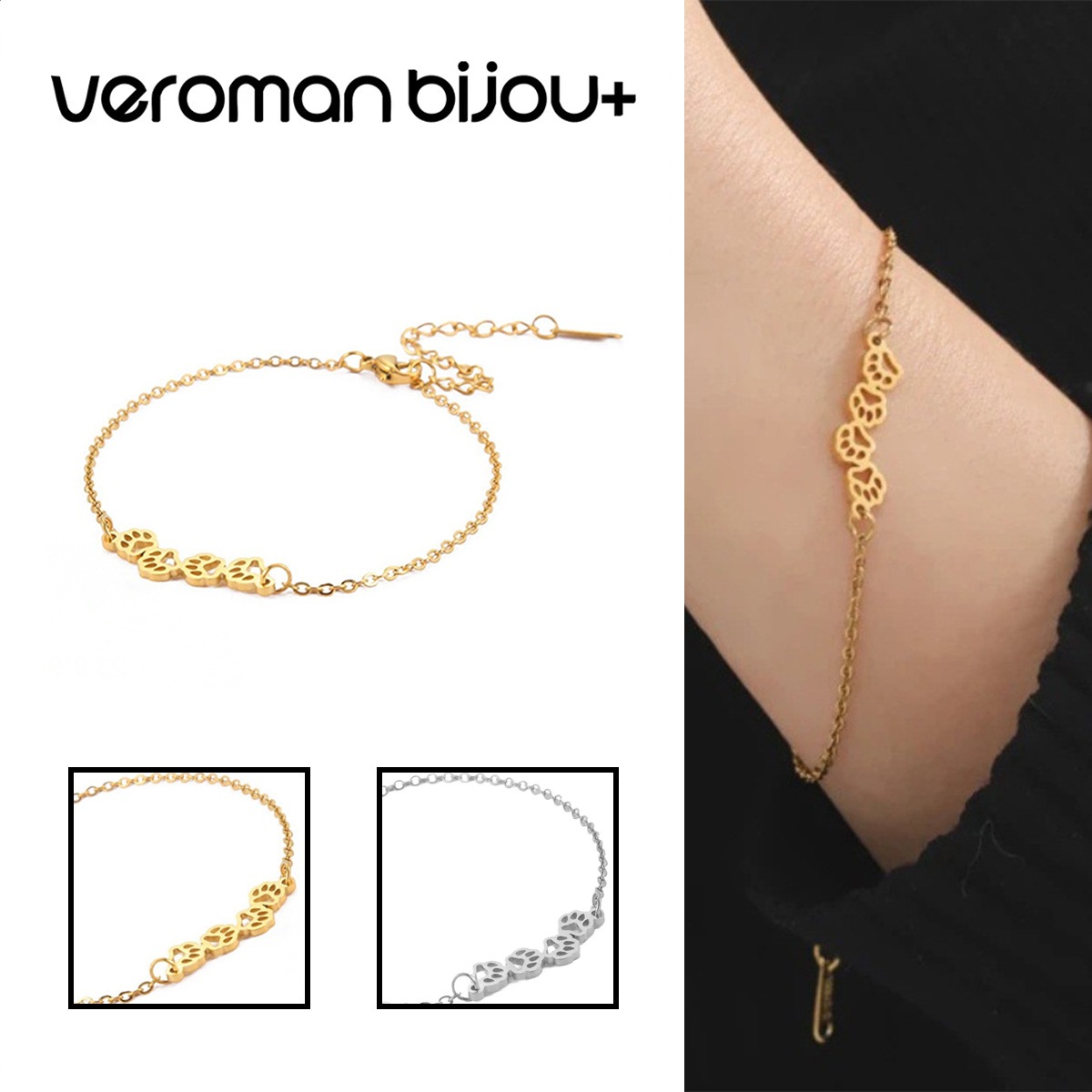 VeroMan BIJOU＋ ブレスレット 犬の足跡 愛らしく映える チタン鋼