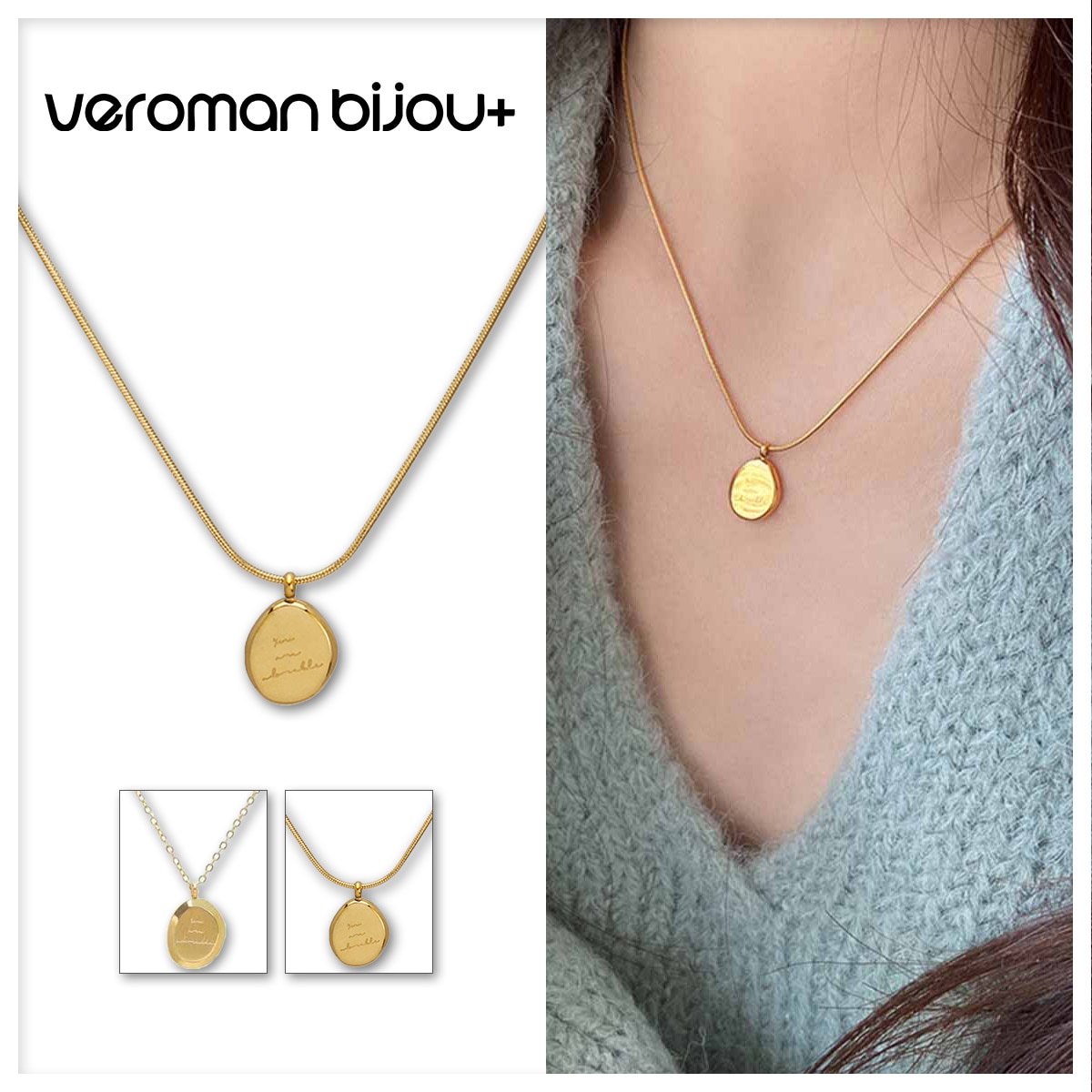 VeroMan BIJOU+ コインネックレス ゴールド ペンダント VeroMan BIJOU+ コインネックレス ゴールド ペンダント