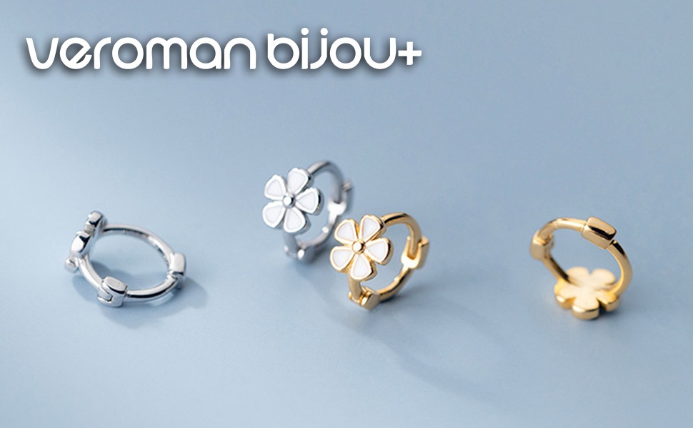 VeroMan BIJOU+ プレーンフープピアス 花アクセント フラワー