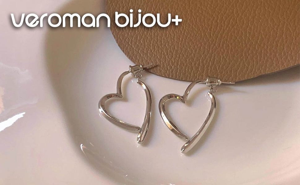 VeroMan BIJOU+ クロスハートピアス イヤリング 金メッキ 上品 ツヤ感