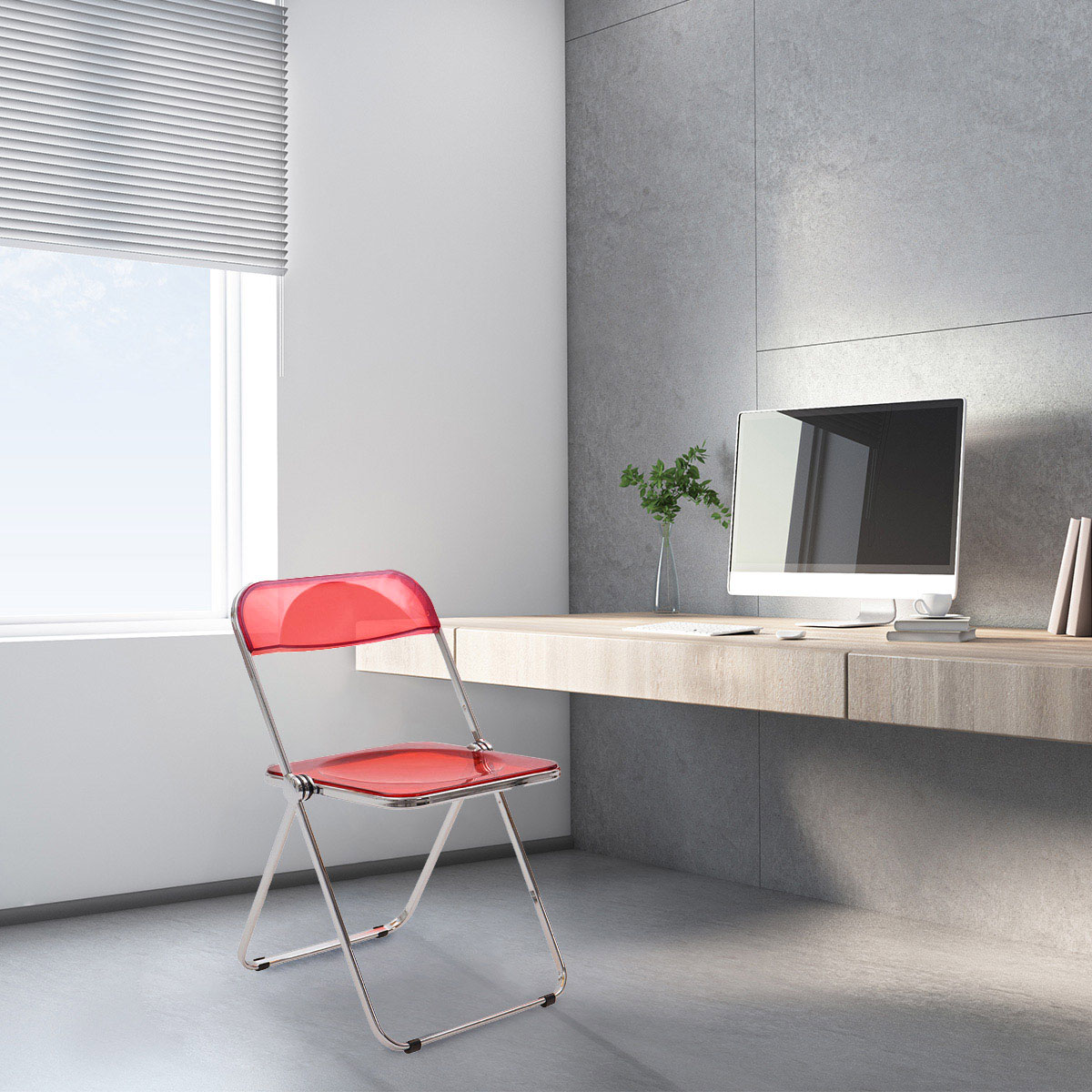 VeroMan クリアパイプ椅子 フォールディングチェア 折りたたみ椅子