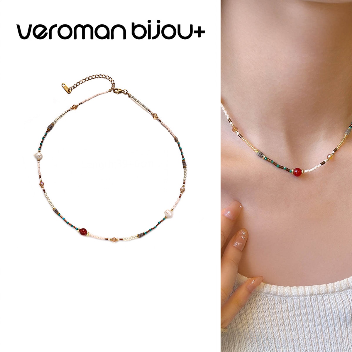 VeroMan BIJOU＋ ネックレス カラービーズ パールネックレス ポップ