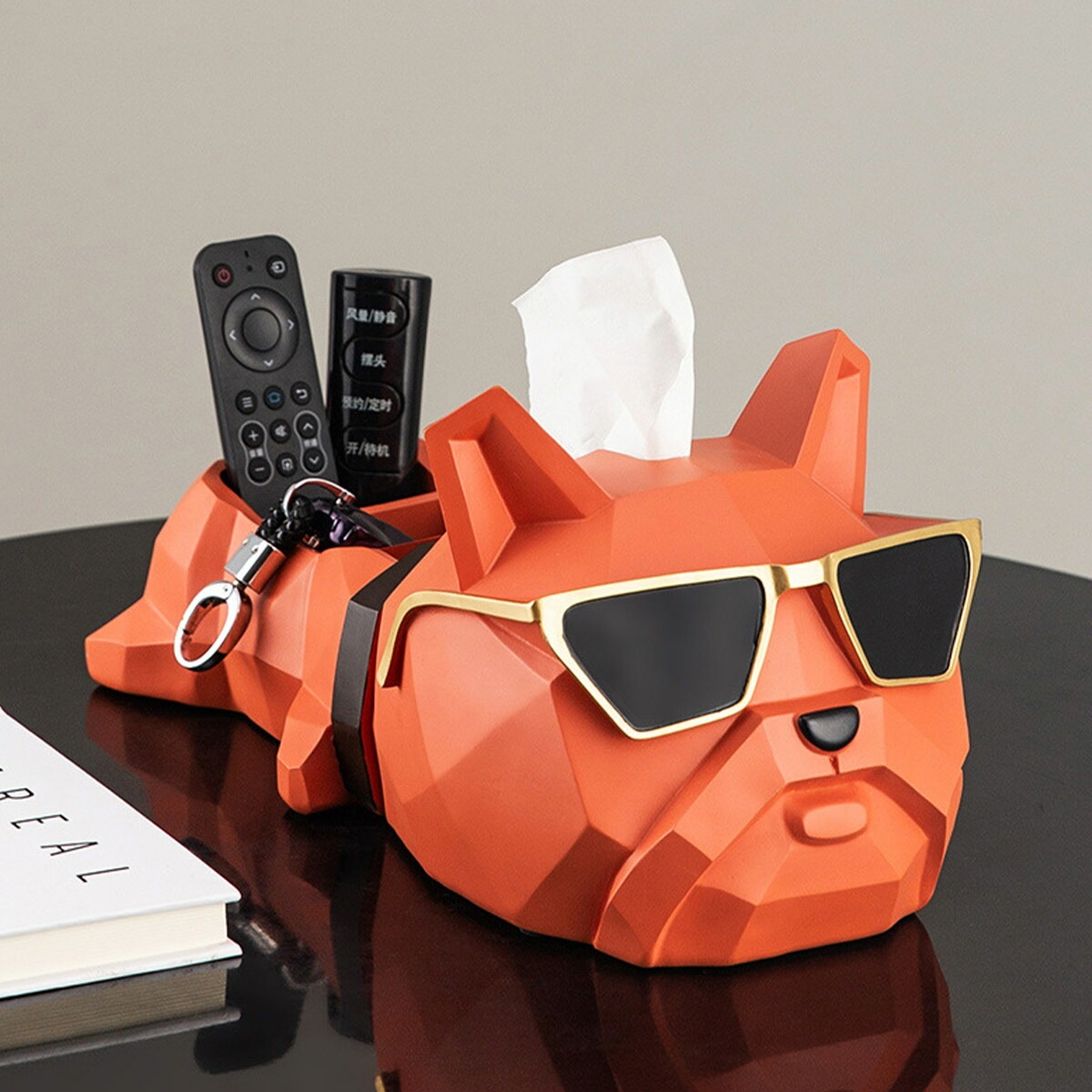 VeroMan ティッシュケース 犬 フレンチブルドック 小物置き 鍵置き