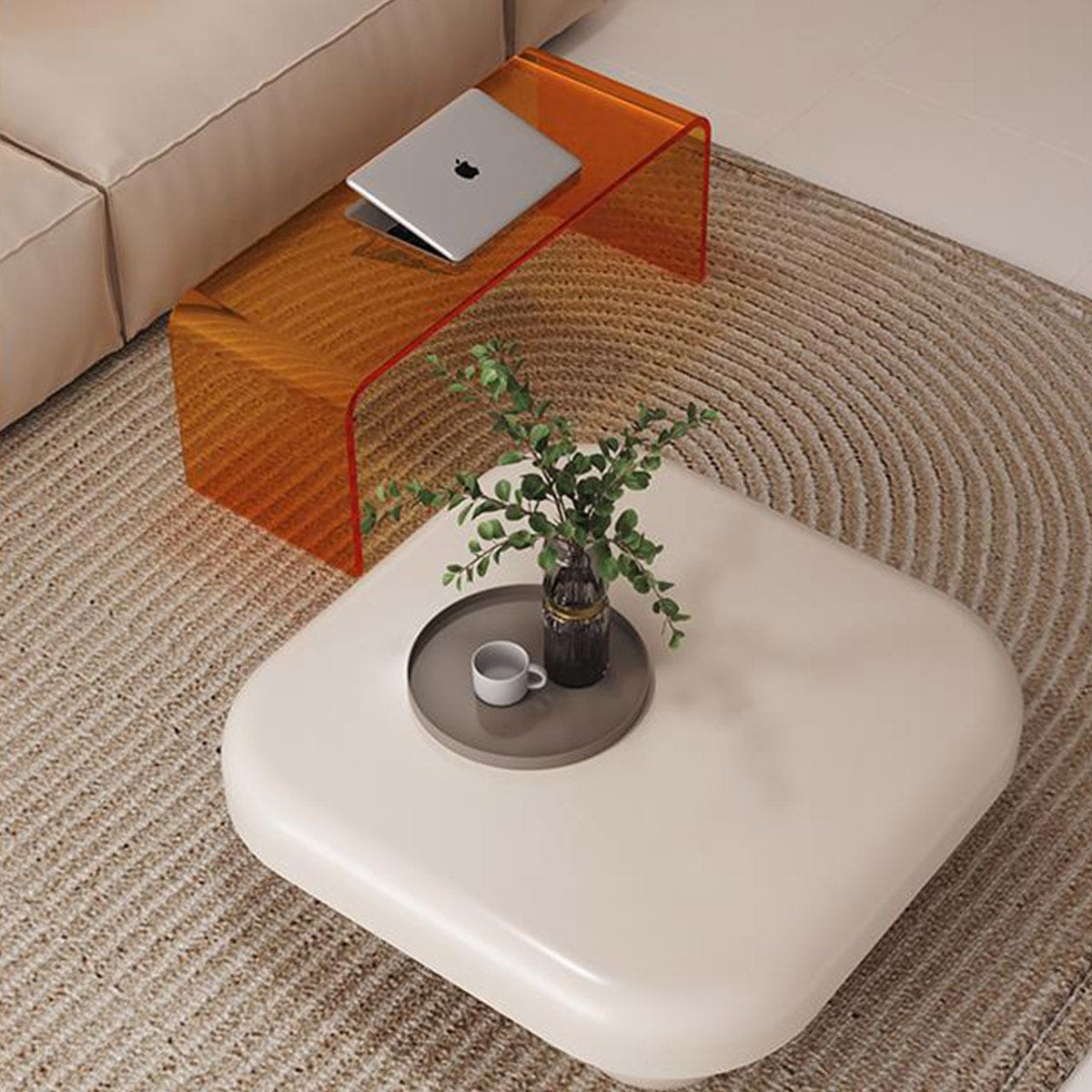 VeroMan サイドテーブル スケルトン クリアオレンジ ローテーブル