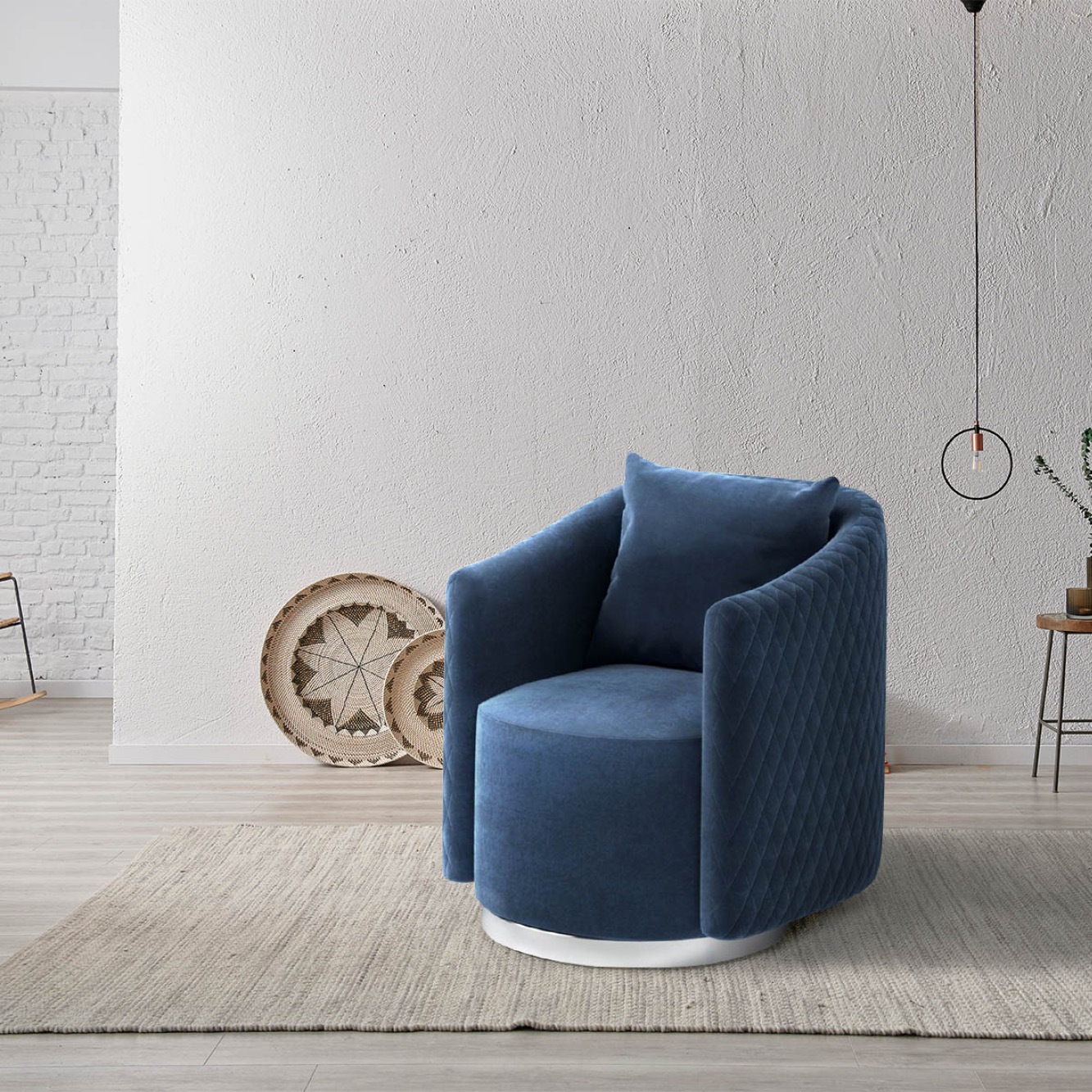 yoiboo ネイビー 1人掛けソファ VeroMan 一人掛けソファ ソファ カウチ ブルー ネイビーブルー モダン