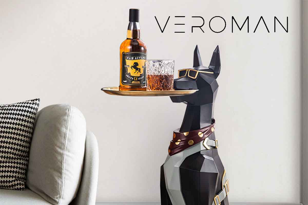 VeroMan ドーベルマン サイドテーブル ベッドサイドテーブル トレー