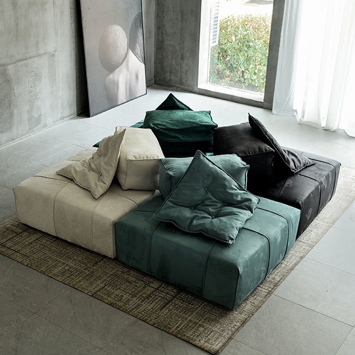 韓国　ソファー　形変えられる　⚠️大阪限定 VeroMan 一人掛けソファ クッション付き フロアソファ レザー調