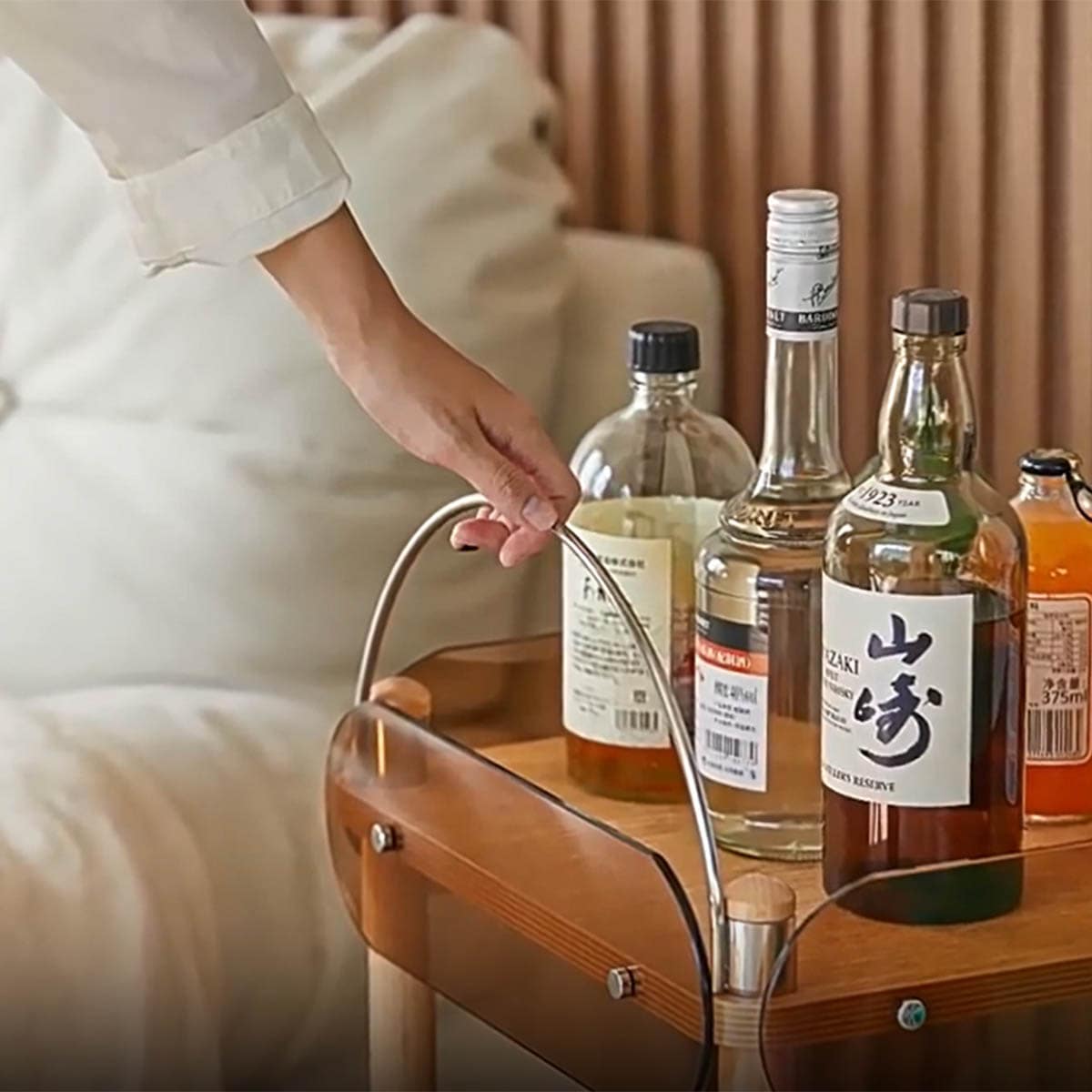 VeroMan ワゴン クリア 透明 木目 2段 クリアラック キャスター付き