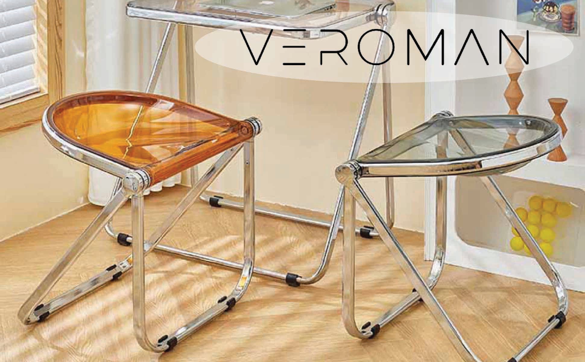 VeroMan クリアパイプ スツール 折りたたみ チェア 椅子 クリア
