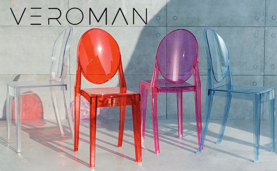 VeroMan クリアチェア 透明 クリスタルチェア 丸い背もたれ ダイニング