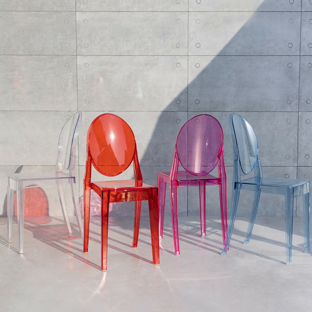 VeroMan クリアチェア 透明 クリスタルチェア 丸い背もたれ ダイニング