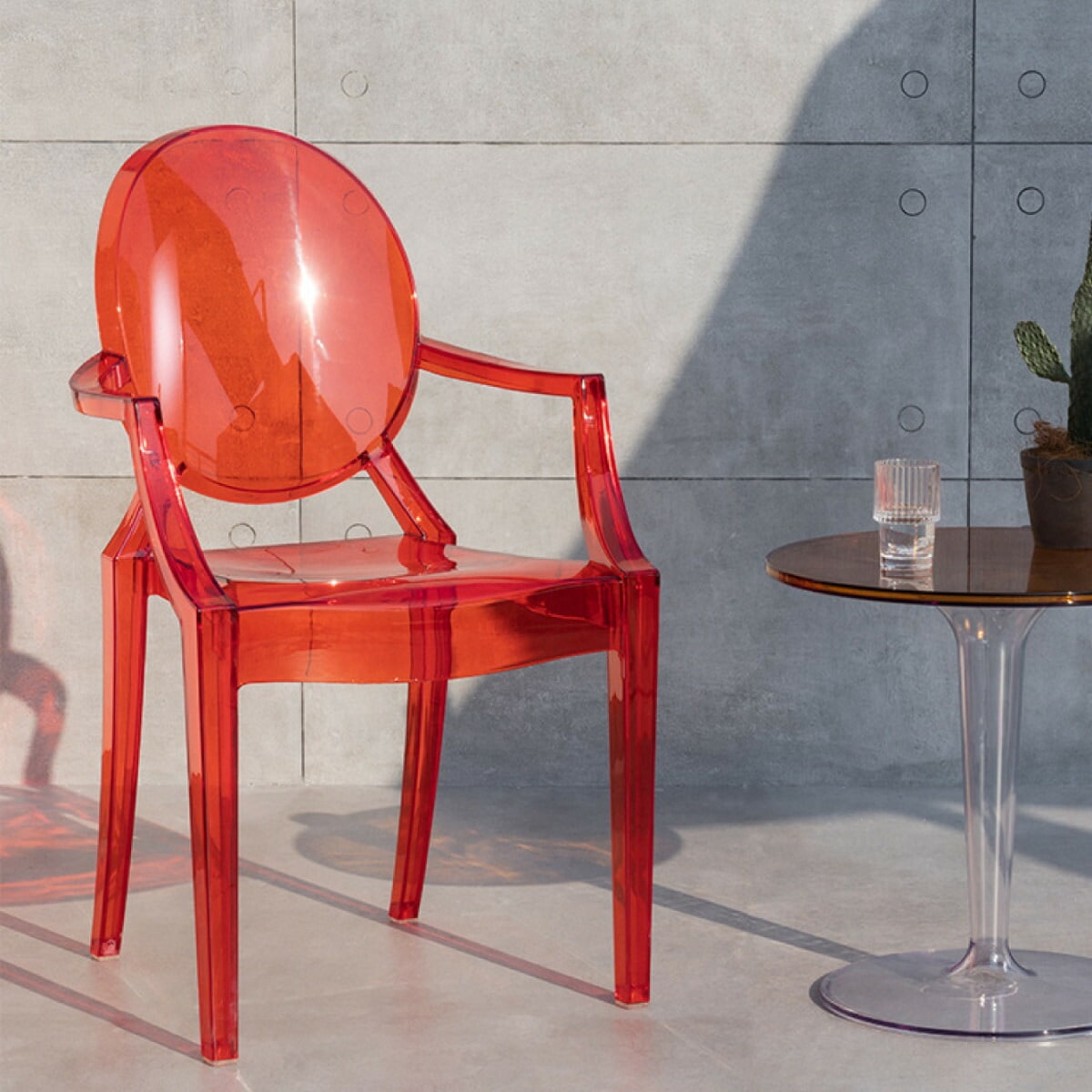 肘掛け付き] VeroMan クリアチェア アクリル ダイニングチェア クリア