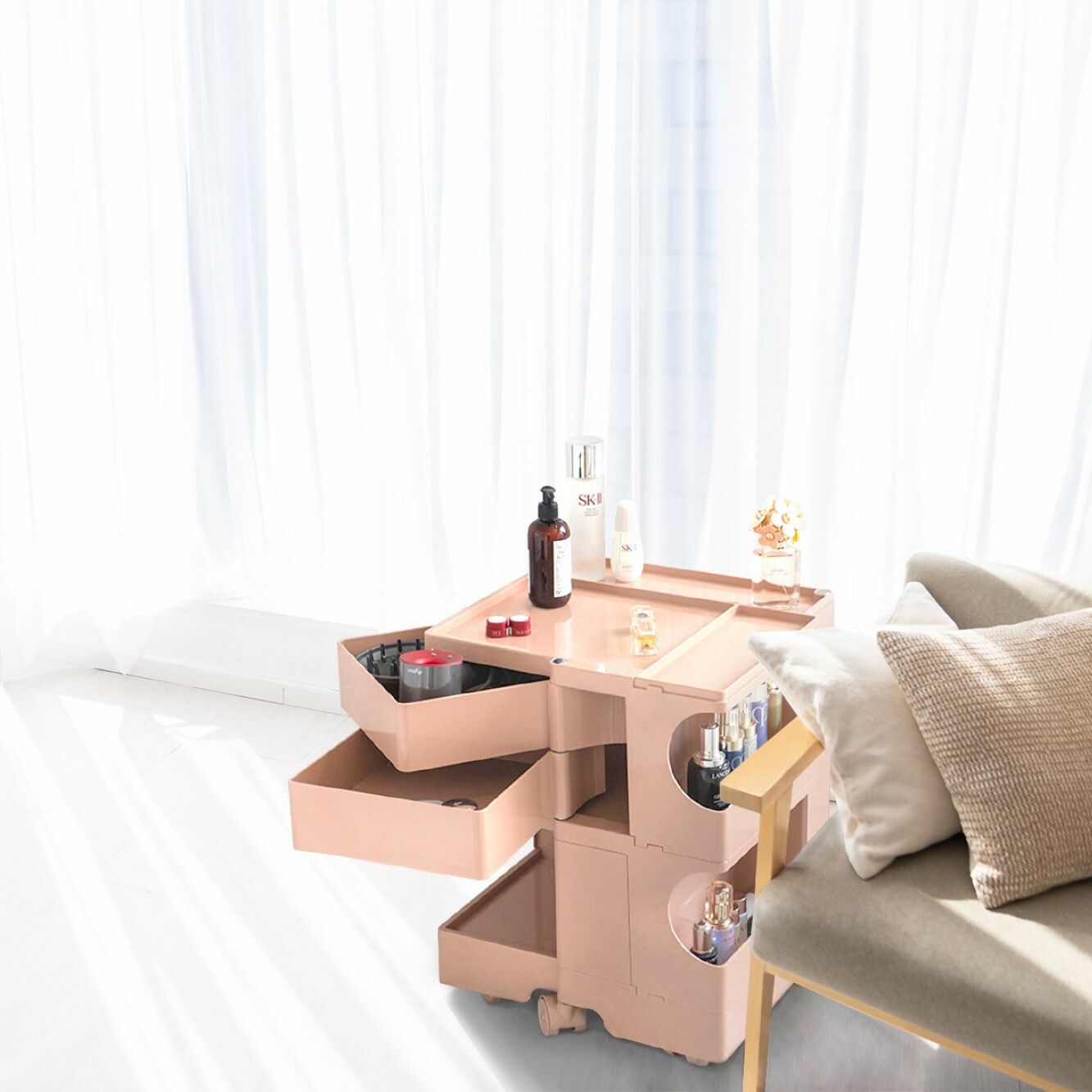 VeroMan コロコロ動くカラートロリー レトロな彩りが映えるキャスター