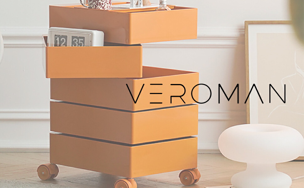 大人気！美品！韓国インテリア　 スライドキャスター付き5段ワゴン VeroMan カラフルに魅せるレトロデザイン カラーラック ワゴン