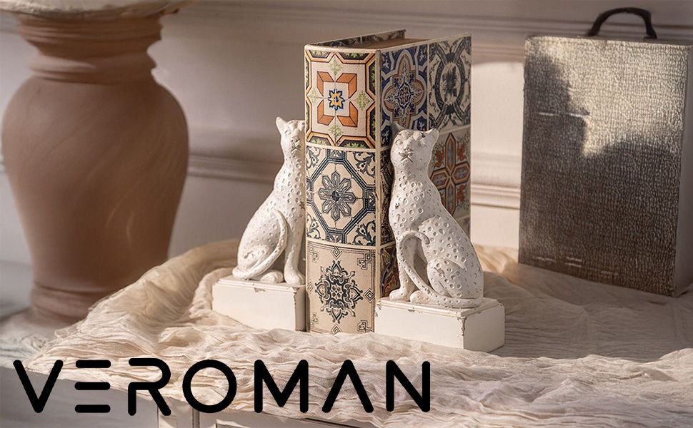 2個セット] VeroMan 彫刻レオパードブックエンド 彫刻デザインの