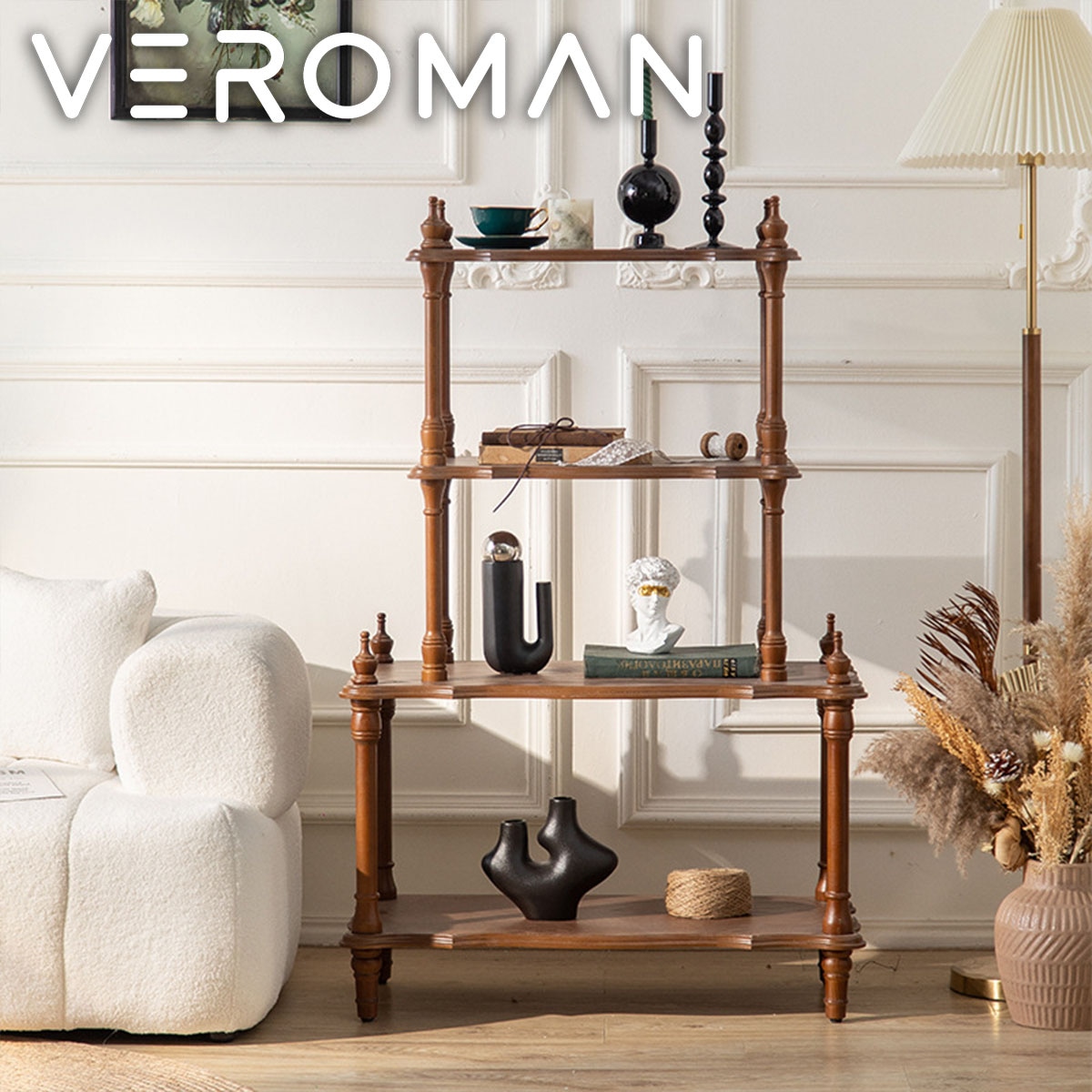 VeroMan ラック シェルフ 本棚 オープンラック 木製 ディスプレイ