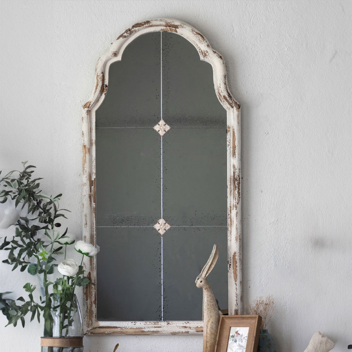 VeroMan ステンドグラス風ミラー アンティーク調フレームで優雅な空間