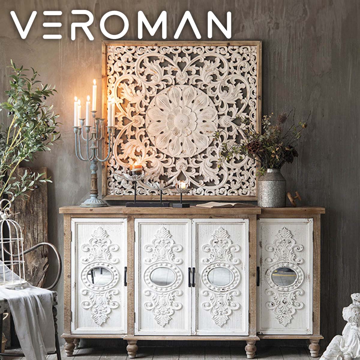 VeroMan 優雅な彫刻デザイン 木製ウォールデコレーション 大人の空間を