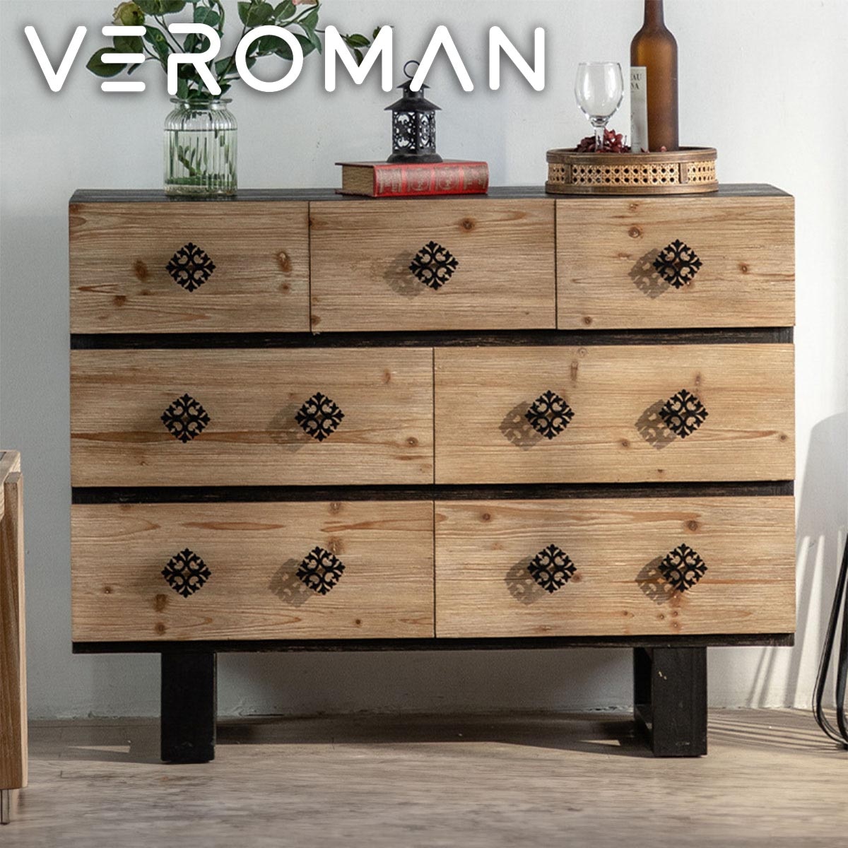 VeroMan キャビネット 収納チェスト 収納棚 リビング収納 チェスト 