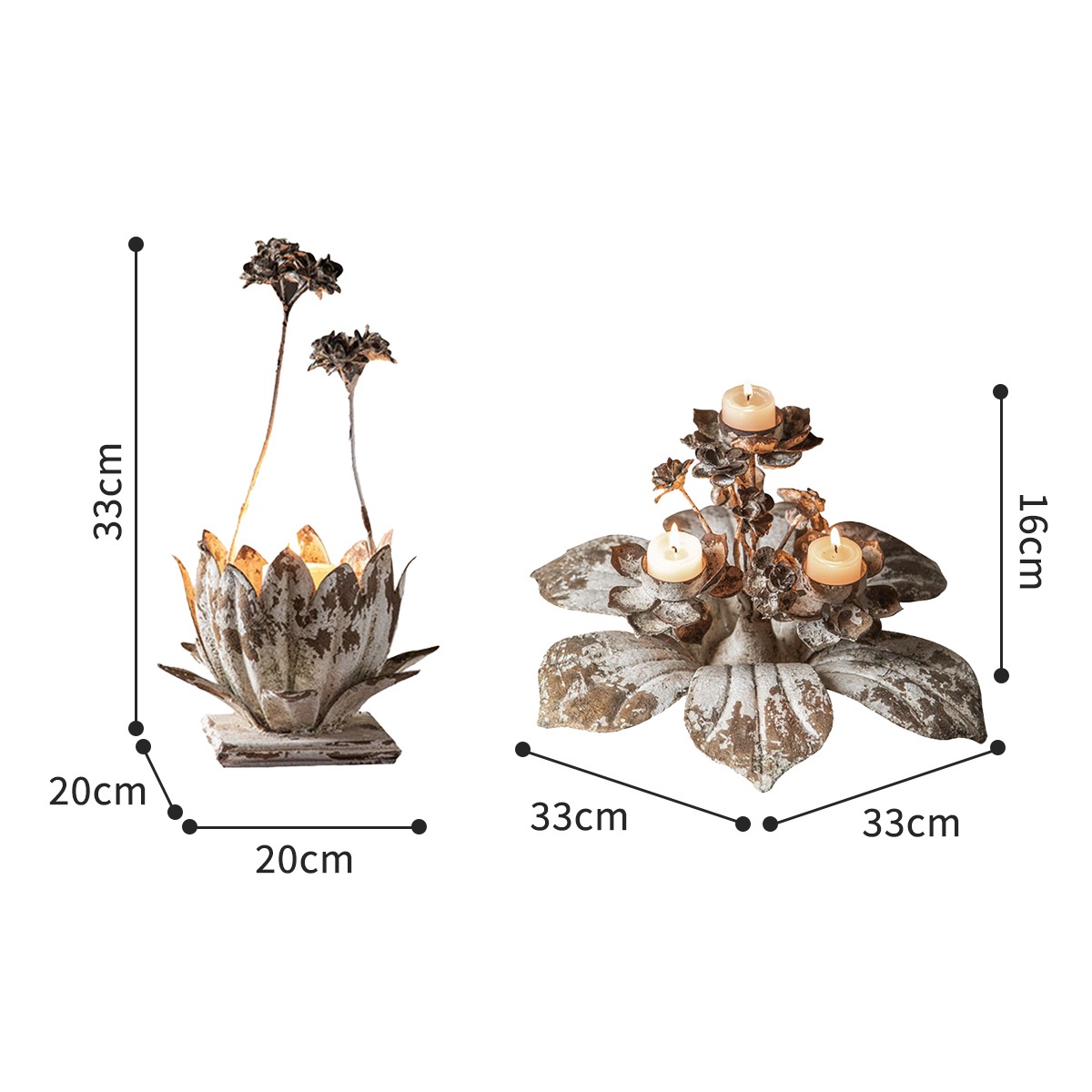 VeroMan キャンドルスタンド 燭台 ローソク立て 可憐な蓮の花 アイアン