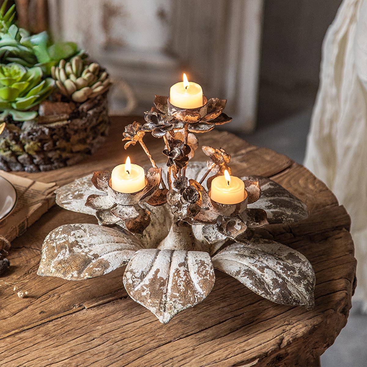 VeroMan キャンドルスタンド 燭台 ローソク立て 可憐な蓮の花 アイアン