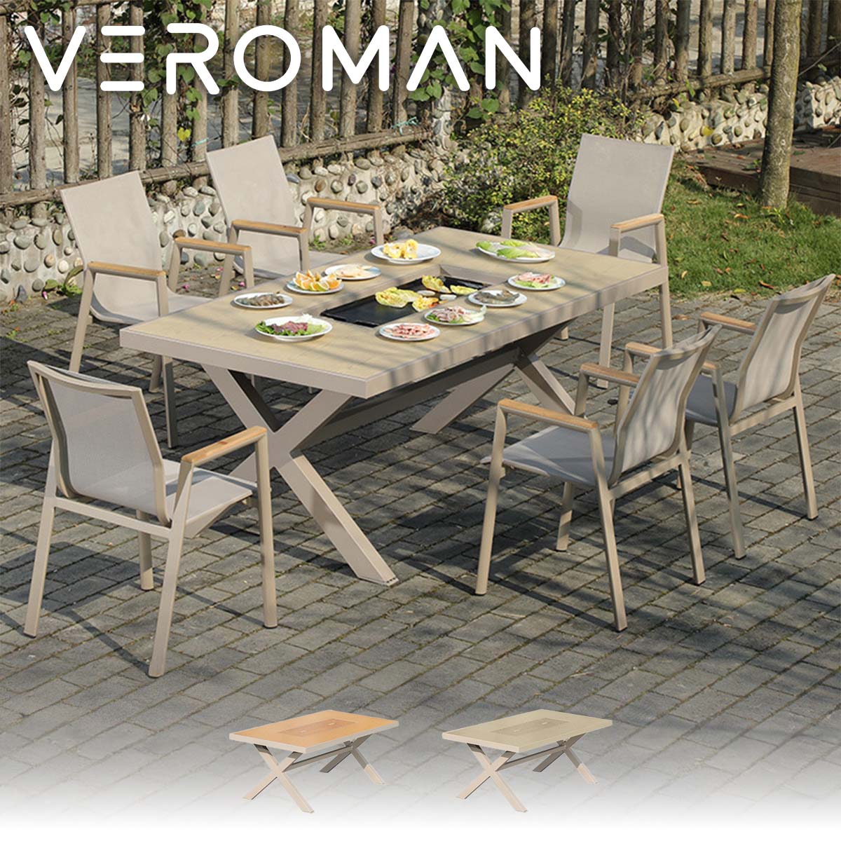 203cm椅子6脚] VeroMan テーブルセット アウトドア用品 アウトドア