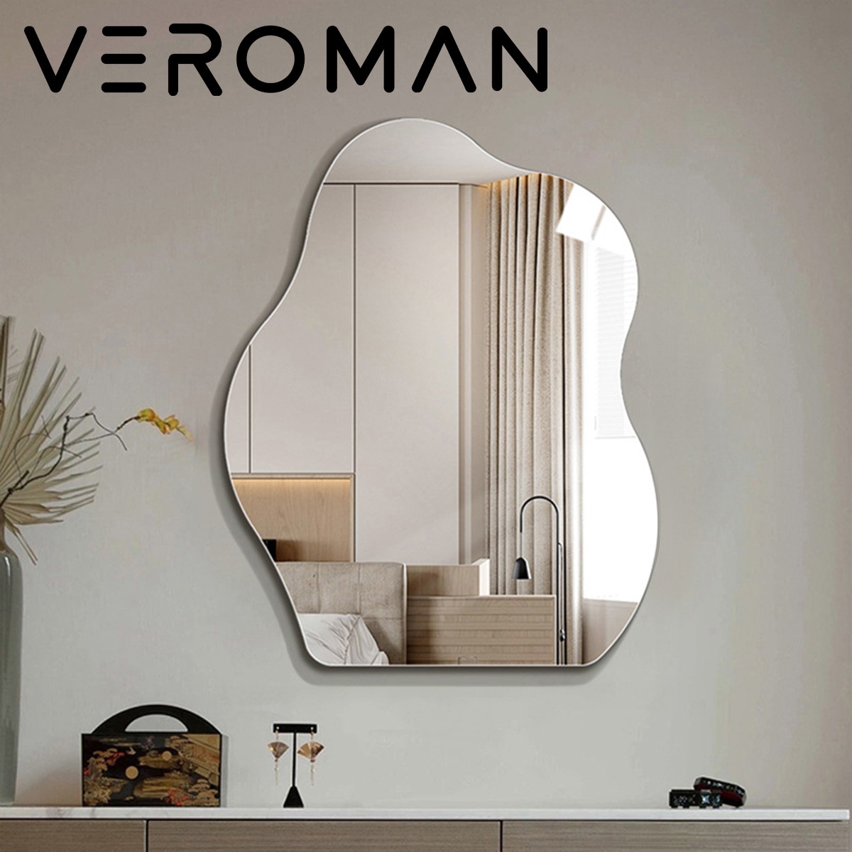 中] VeroMan ウェーブ 波 ミラー 鏡 壁掛けミラー 壁掛け もこもこ 雲