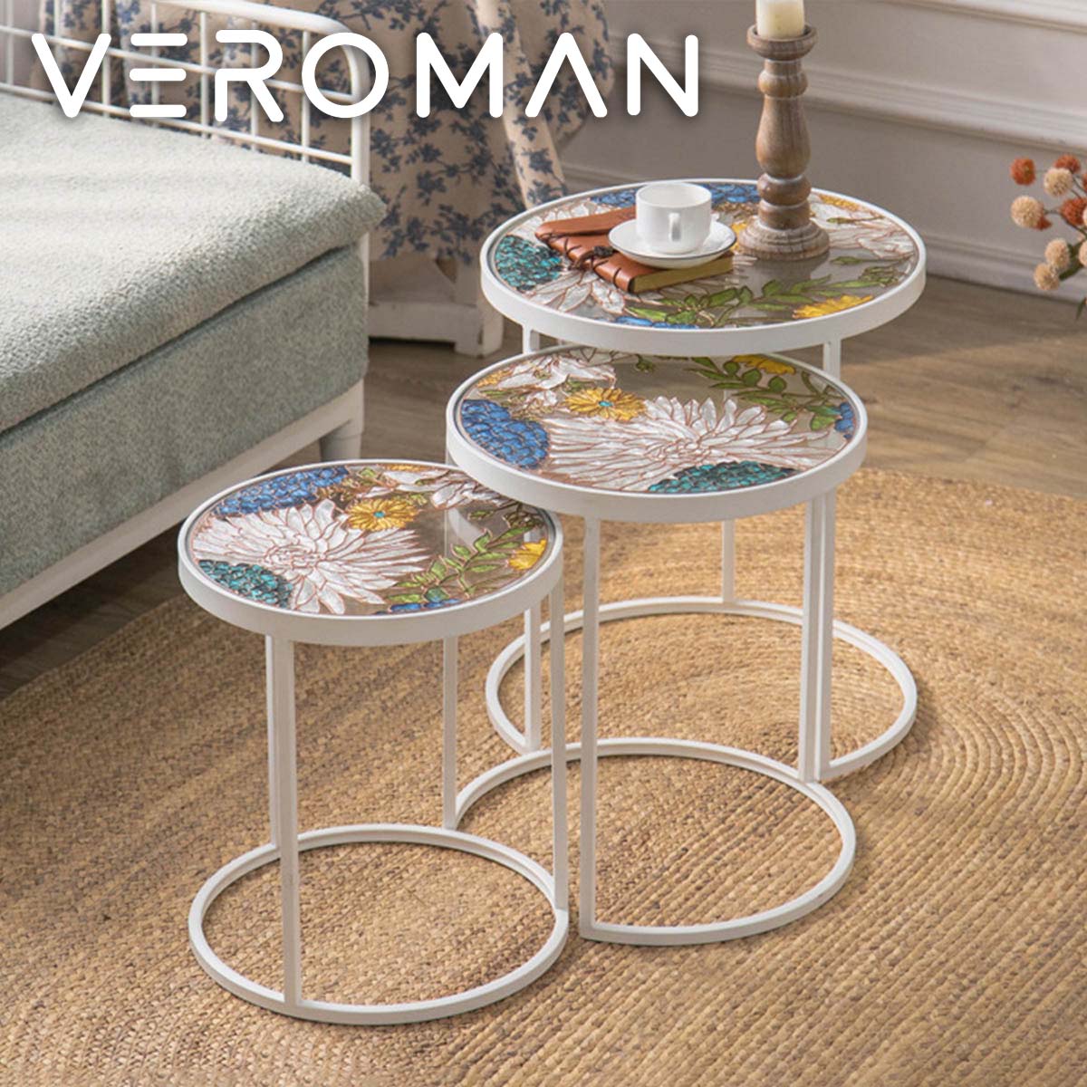 円形ガラスサイドテーブル3セット 円形ガラスサイドテーブル3セット 【公式通販】