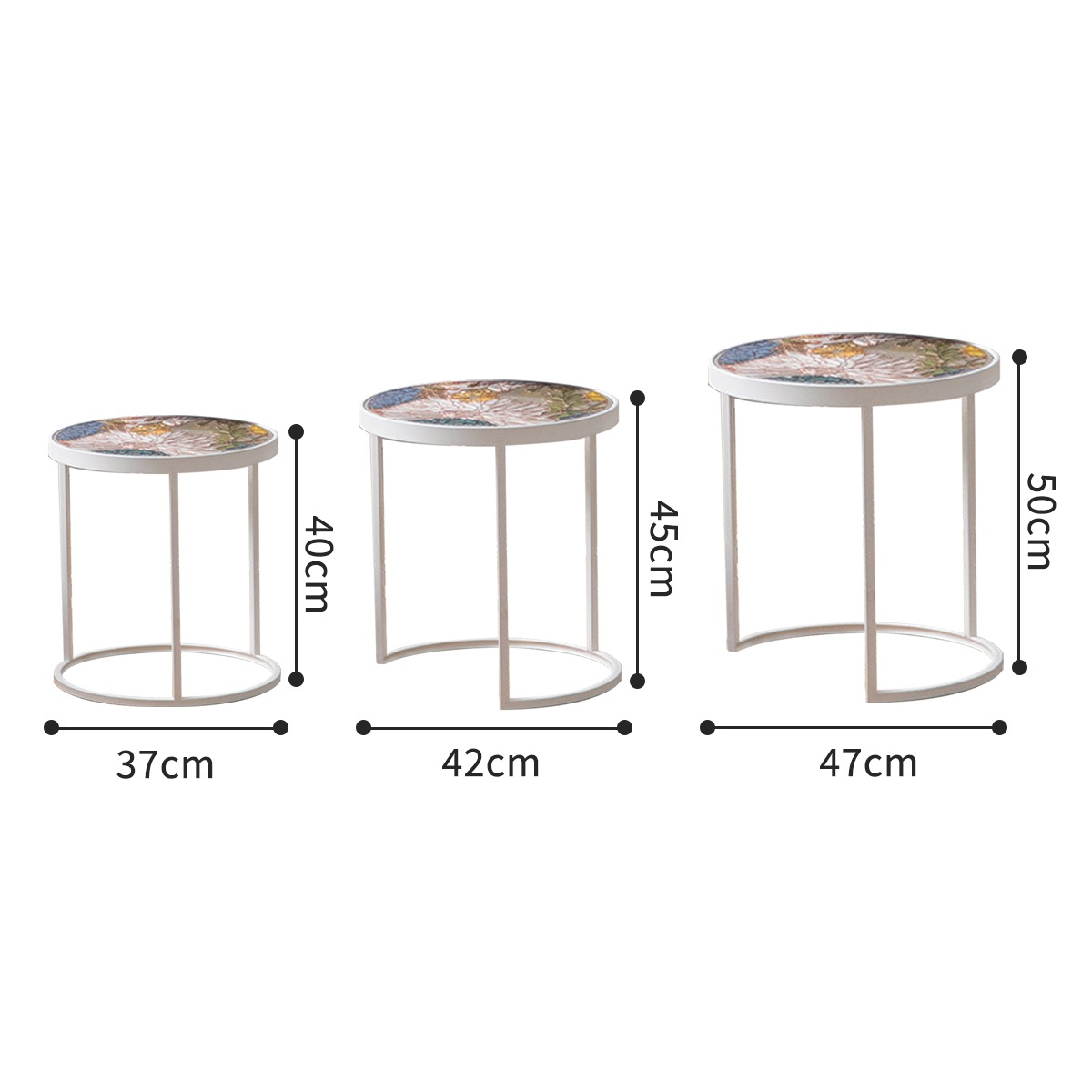 3点セット] VeroMan 手描き風ガラス彩テーブルセット 美しい彩りと実用