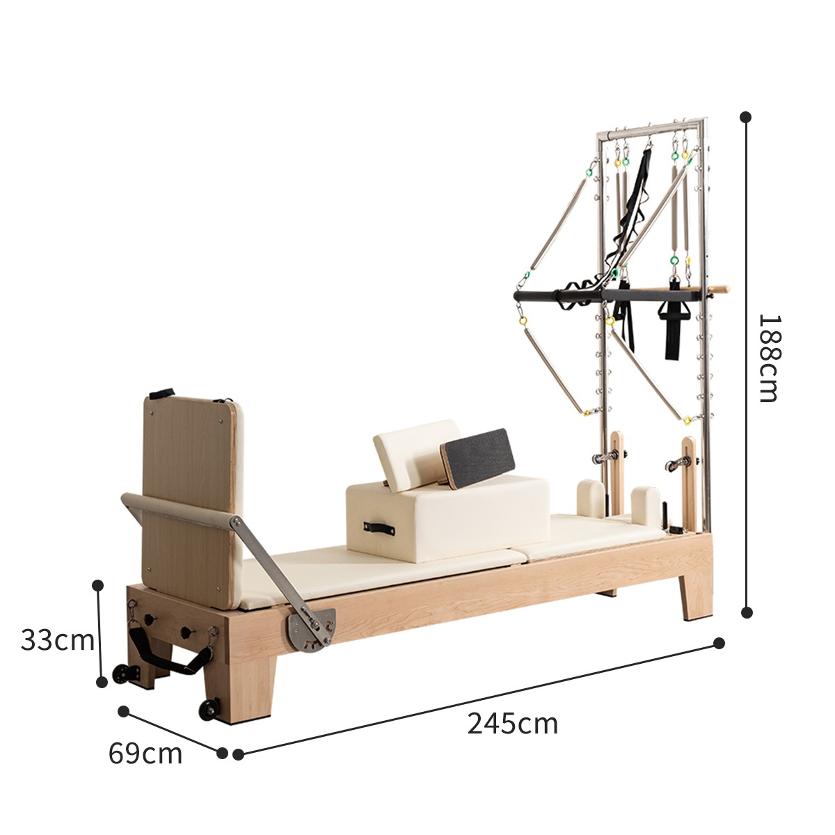 ピラティスリフォーマー オーク材]VeroMan ピラティス マシン 折りたたみ式 リフォーマー