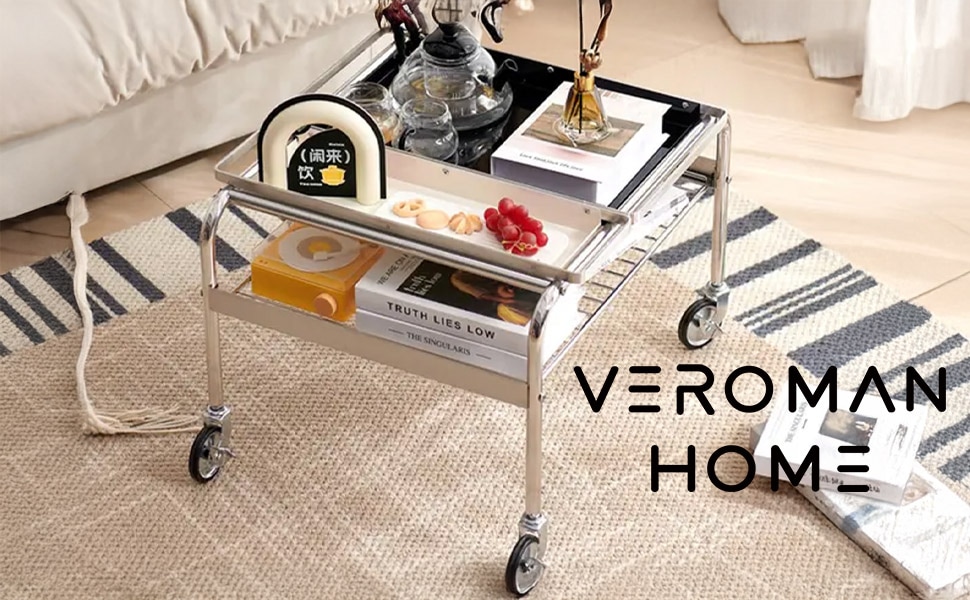 VeroMan サイドテーブル サブテーブル 移動式 ステンレス製 トレイ付き