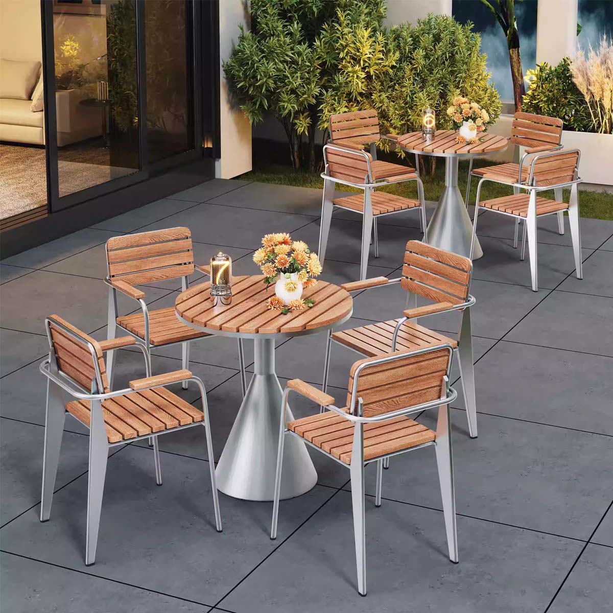 テーブルセット] VeroMan 屋外用ダイニングセット 鉄製の丸い