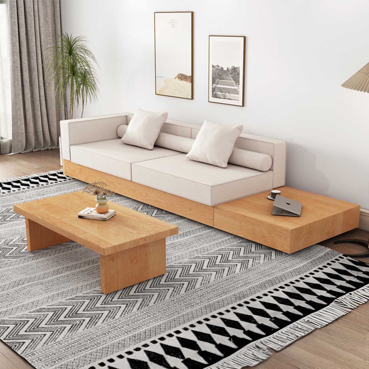 VeroMan 二人掛けソファ 木製ベース 北欧風デザイン 高密度クッション