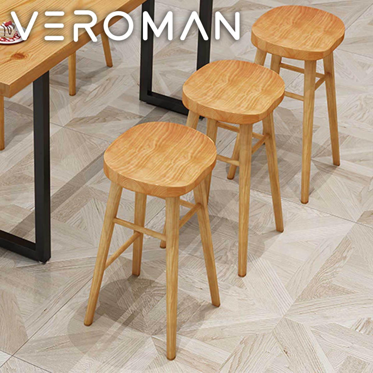 VeroMan チェア ヴィンテージ実木バーカウンターチェア アパート・民宿