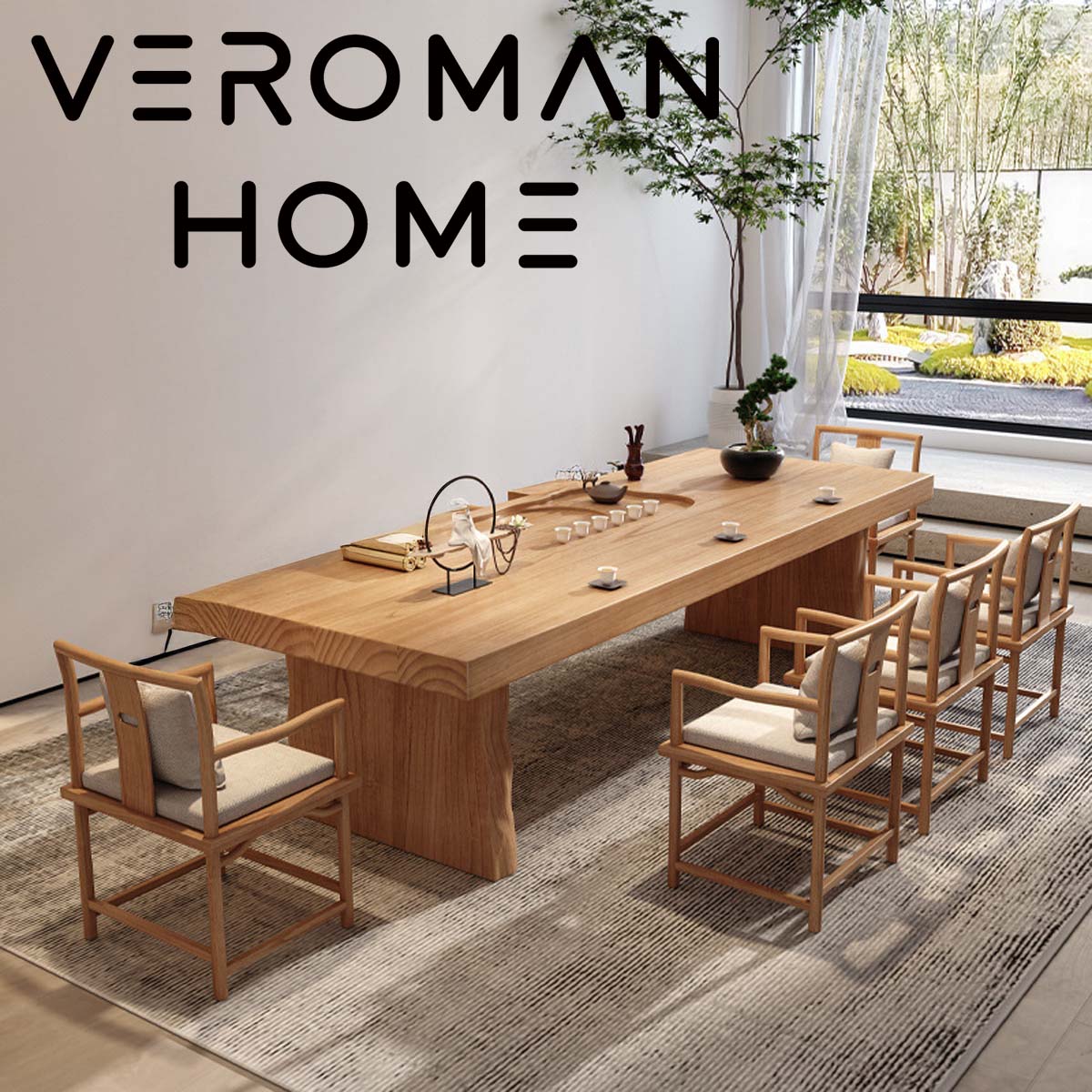 VeroMan 茶卓セット 無垢材 家庭用 茶室 フルセット 韓国インテリア 