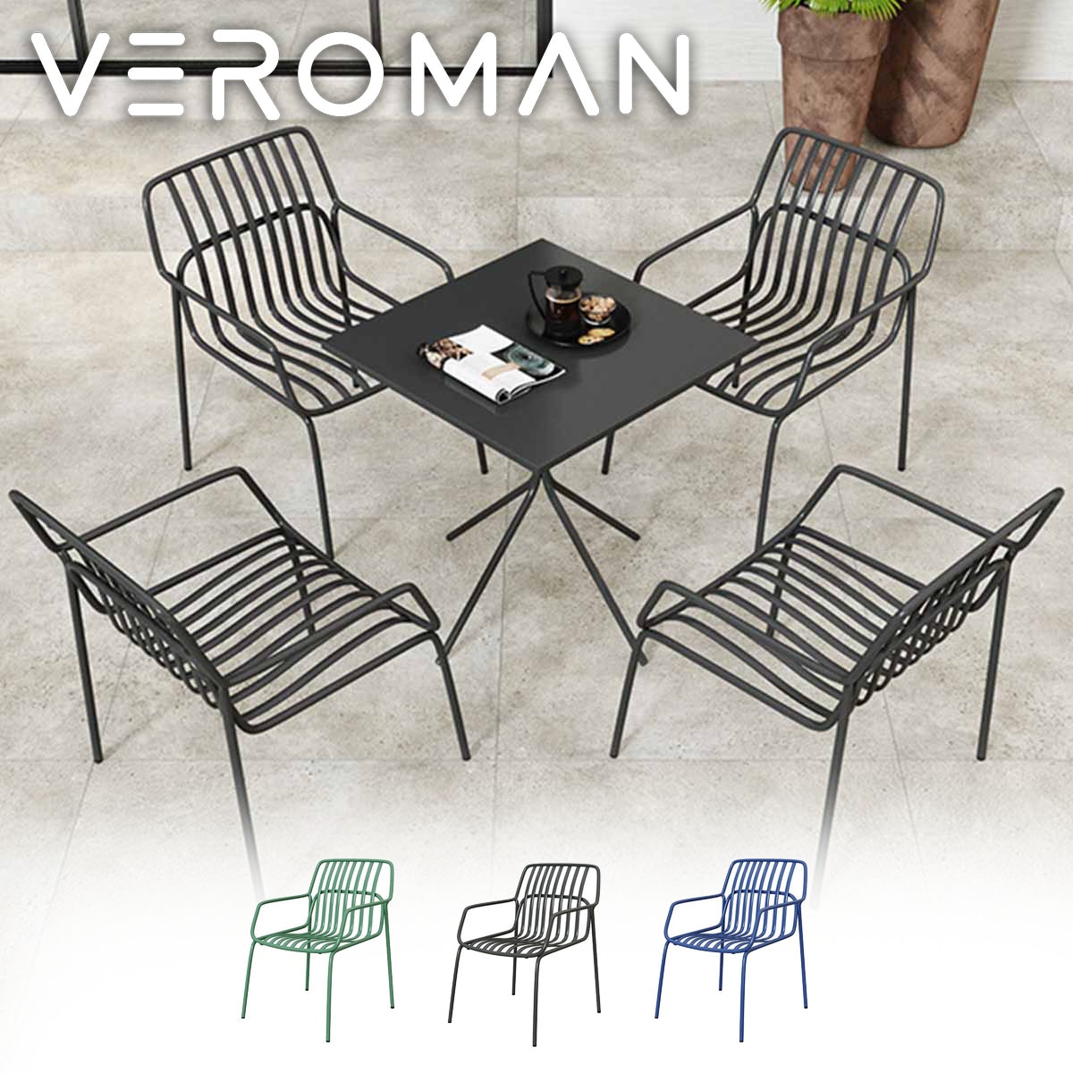 VeroMan チェア アウトドアチェア アイアンフレーム 防錆加工 カフェ風