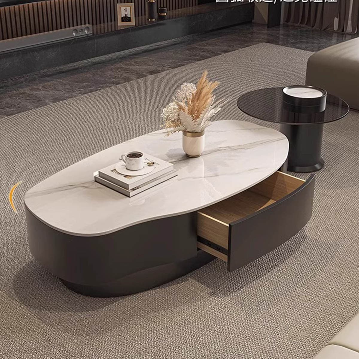 VeroMan ローテーブル モダンデザイン 不規則フォルム メタルフレーム