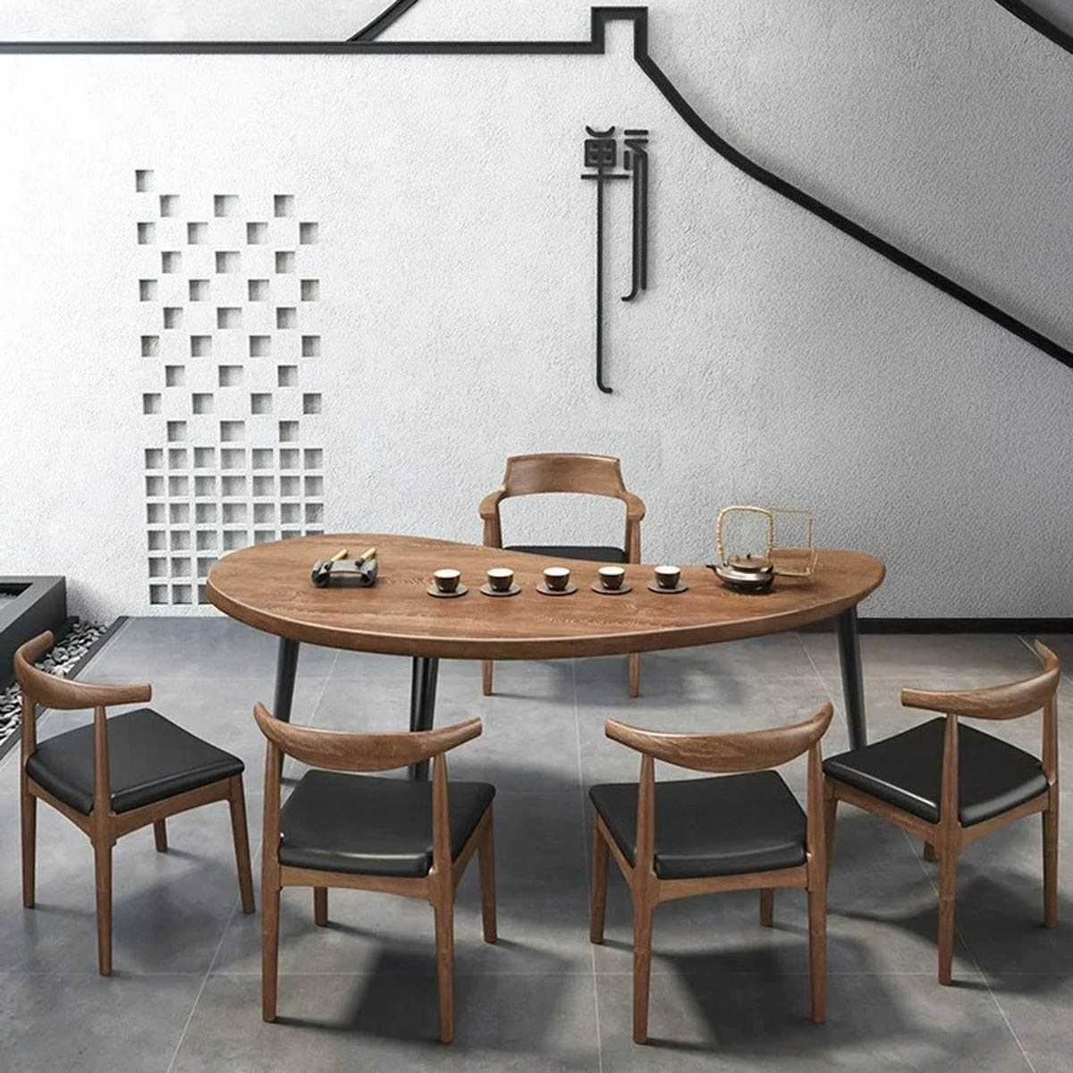 VeroMan カウンターテーブル 北欧風デザイン 天然木天板 アイアン脚