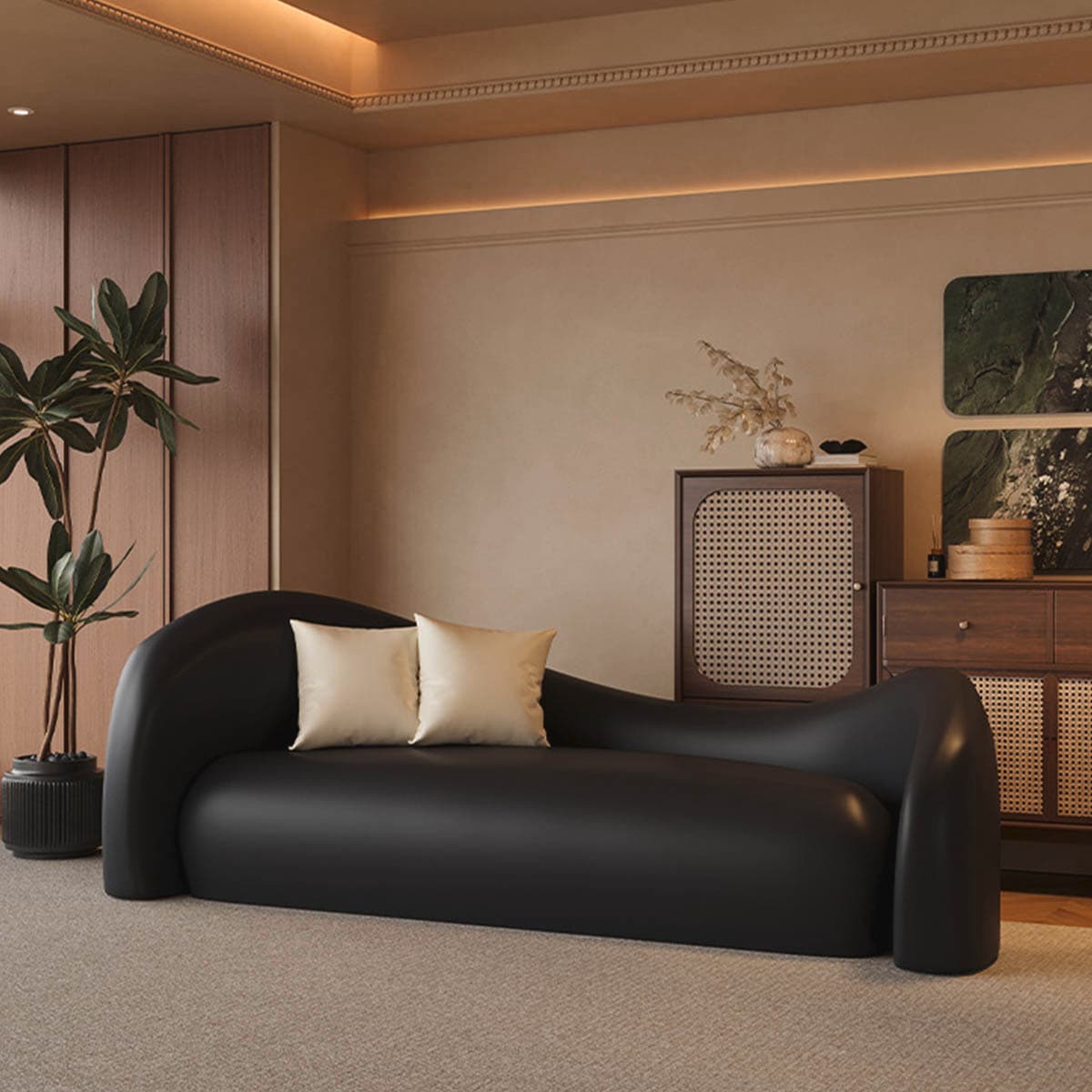 三人掛け] VeroMan ヴィンテージ風 ブラックレザーソファ ソファチェア