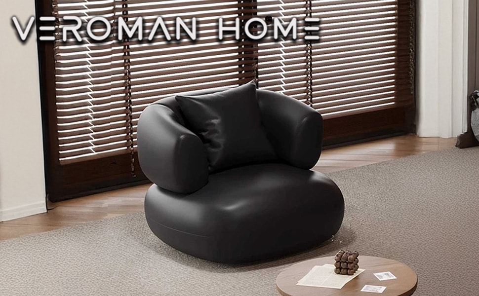 一人掛け] VeroMan ヴィンテージ風 ブラックレザーソファ ソファチェア