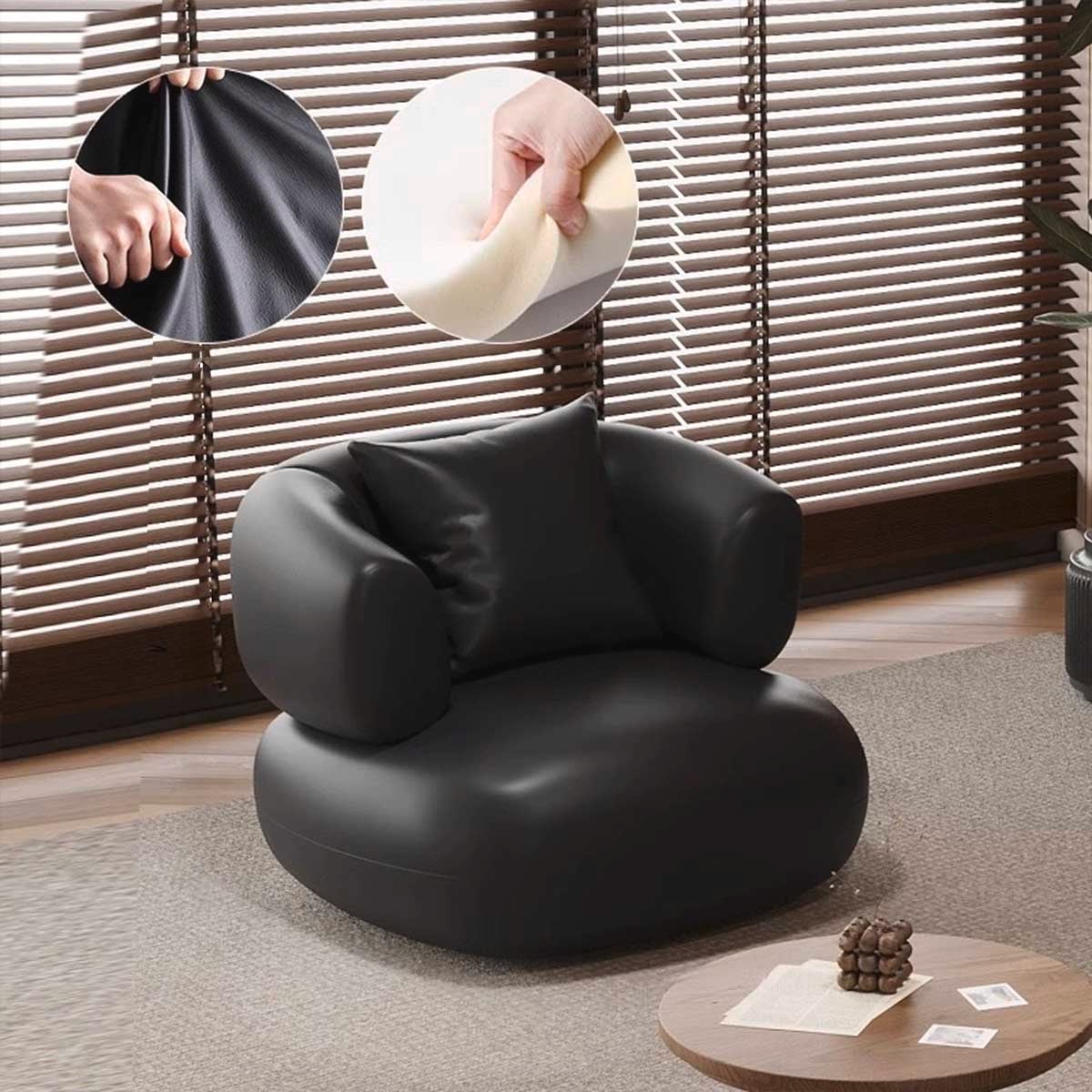 一人掛け] VeroMan ヴィンテージ風 ブラックレザーソファ ソファチェア