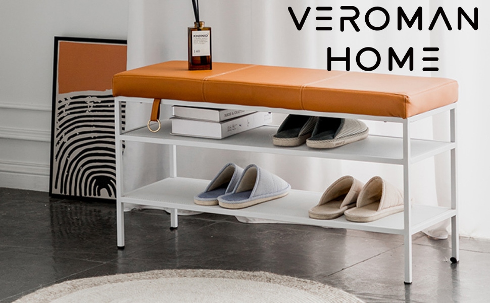VeroMan 玄関ベンチ 靴収納ベンチ シューズラック スツール 靴棚 玄関